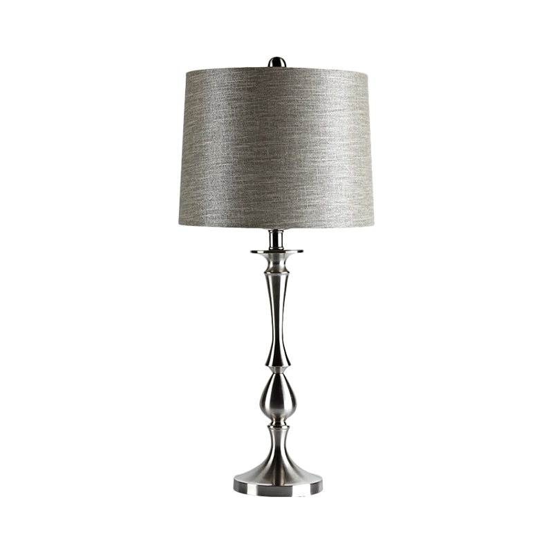 Fabric Barrel Shape Night Lamp Antiqued 1-Light Bedroom Table Stand Lighting in Black/Silver/Gold Clearhalo 'Lamps' 'Table Lamps' Lighting' 1649630