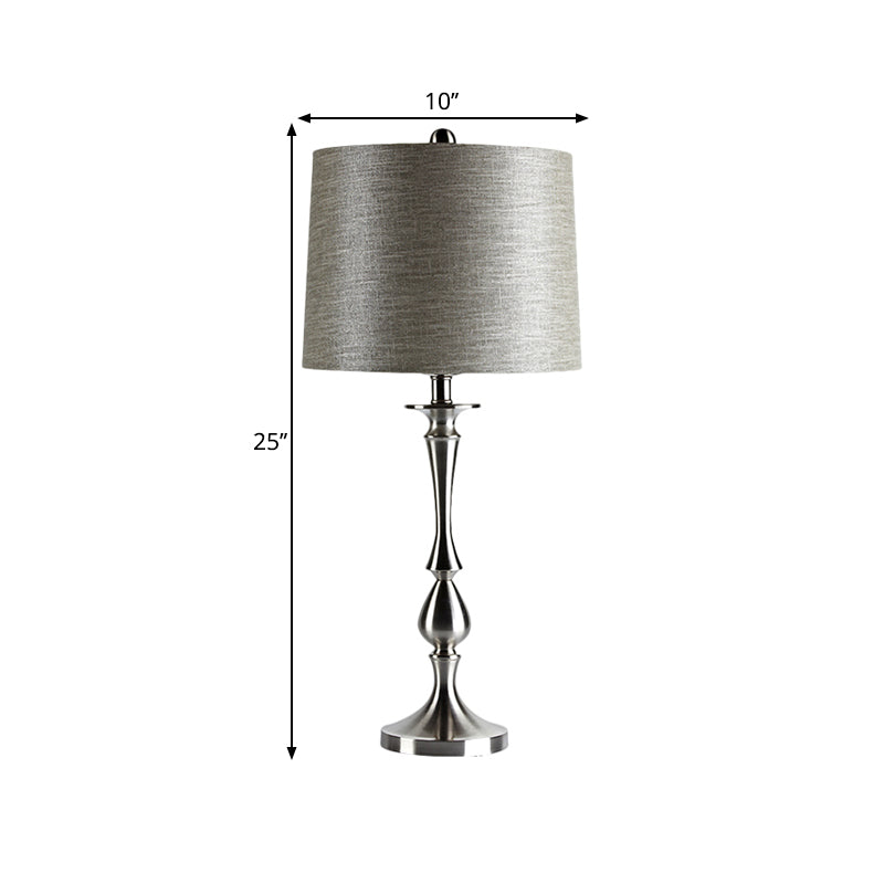 Fabric Barrel Shape Night Lamp Antiqued 1-Light Bedroom Table Stand Lighting in Black/Silver/Gold Clearhalo 'Lamps' 'Table Lamps' Lighting' 1649631