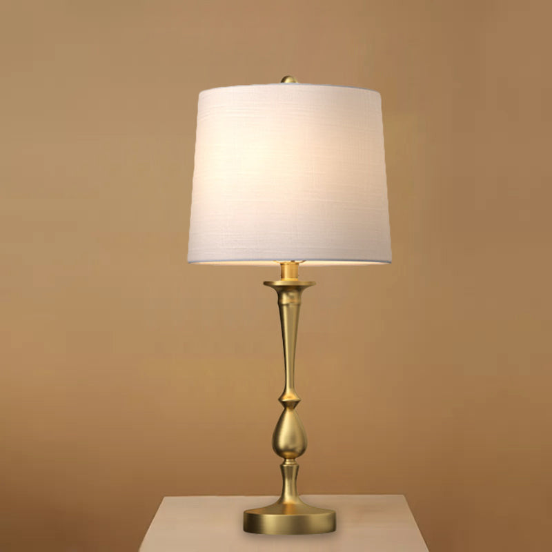 Fabric Barrel Shape Night Lamp Antiqued 1-Light Bedroom Table Stand Lighting in Black/Silver/Gold Clearhalo 'Lamps' 'Table Lamps' Lighting' 1649634