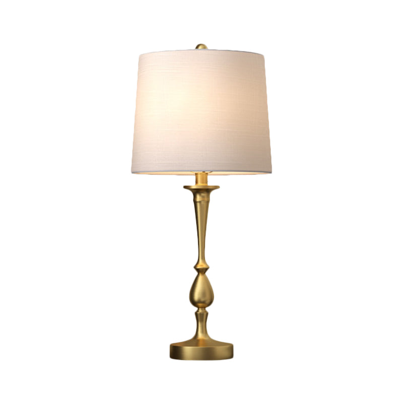 Fabric Barrel Shape Night Lamp Antiqued 1-Light Bedroom Table Stand Lighting in Black/Silver/Gold Clearhalo 'Lamps' 'Table Lamps' Lighting' 1649635