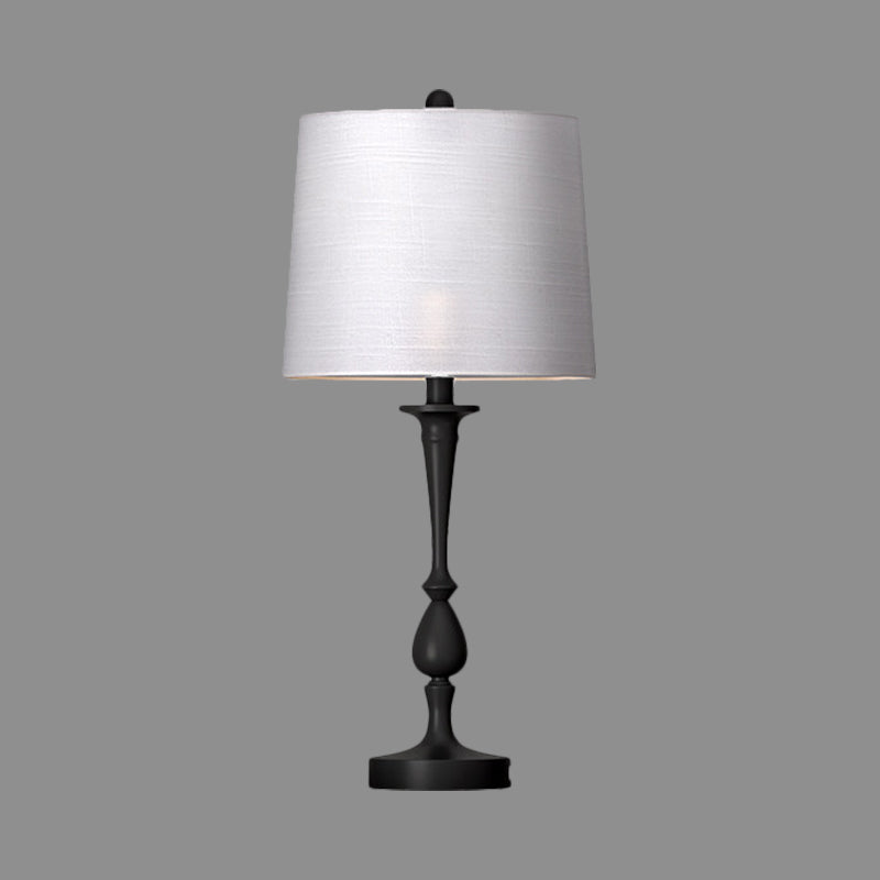 Fabric Barrel Shape Night Lamp Antiqued 1-Light Bedroom Table Stand Lighting in Black/Silver/Gold Clearhalo 'Lamps' 'Table Lamps' Lighting' 1649639