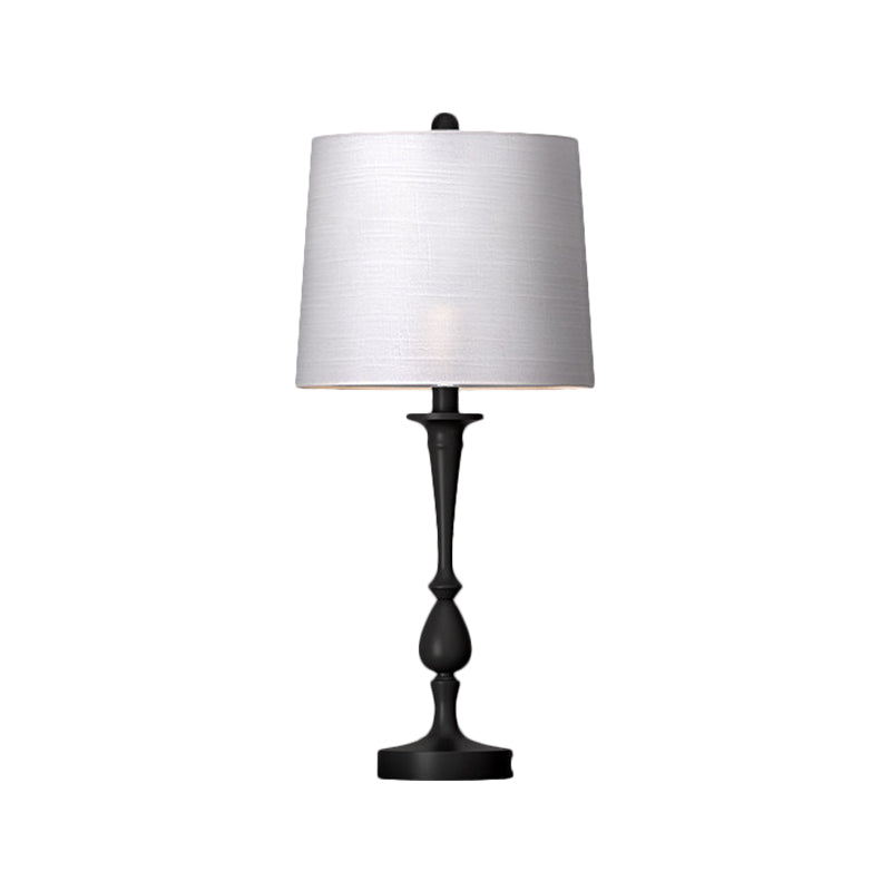 Fabric Barrel Shape Night Lamp Antiqued 1-Light Bedroom Table Stand Lighting in Black/Silver/Gold Clearhalo 'Lamps' 'Table Lamps' Lighting' 1649640