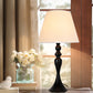Retro Style Conic Table Light 1-Head Fabric Night Lamp with Baluster Base in White/Black Black Clearhalo 'Lamps' 'Table Lamps' Lighting' 1649654