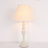 Retro Style Conic Table Light 1-Head Fabric Night Lamp with Baluster Base in White/Black Clearhalo 'Lamps' 'Table Lamps' Lighting' 1649660