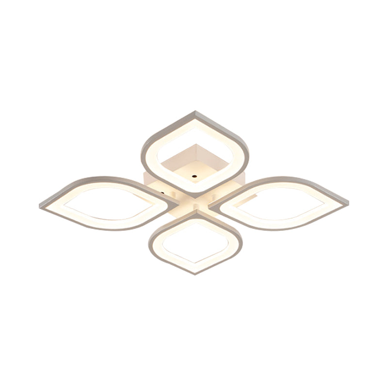 LED 4/6/8 Lights Bedroom Flush Light with Leaf Acrylic Shade White Ceiling Lighting Fixture in White/Warm/Natural Light Clearhalo 'Ceiling Lights' 'Close To Ceiling Lights' 'Close to ceiling' 'Semi-flushmount' Lighting' 164975