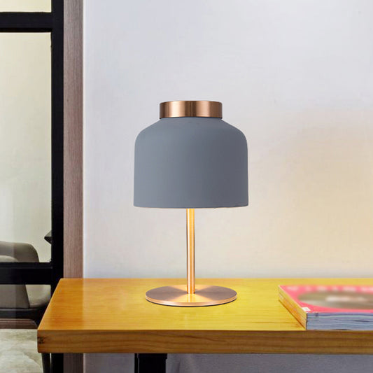 Dome Metallic Desk Light Minimalist 1-Head Pink/Blue Nightstand Lamp with Adjustable Design Blue Clearhalo 'Lamps' 'Table Lamps' Lighting' 1649776