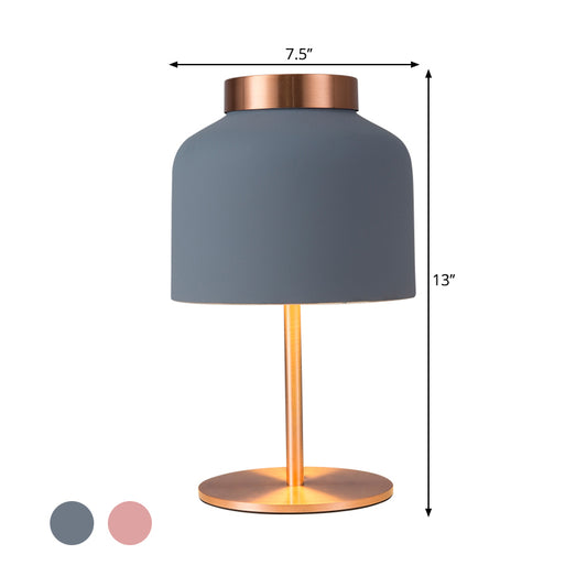 Dome Metallic Desk Light Minimalist 1-Head Pink/Blue Nightstand Lamp with Adjustable Design Clearhalo 'Lamps' 'Table Lamps' Lighting' 1649779