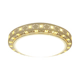 Metallic Round/Square Flush Lamp Contemporary LED Ceiling Flush Mount in White with Beveled Crystal Deco Clearhalo 'Ceiling Lights' 'Close To Ceiling Lights' 'Close to ceiling' 'Flush mount' Lighting' 1649837