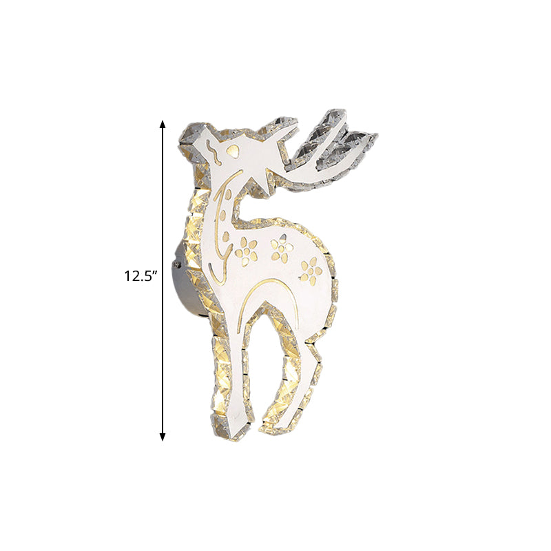 White LED Elk Wall Lighting Fixture Modernist Crystal Block Flush Wall Sconce in Warm/White Light Clearhalo 'Cast Iron' 'Glass' 'Industrial' 'Modern wall lights' 'Modern' 'Tiffany' 'Traditional wall lights' 'Wall Lamps & Sconces' 'Wall Lights' Lighting' 1649855