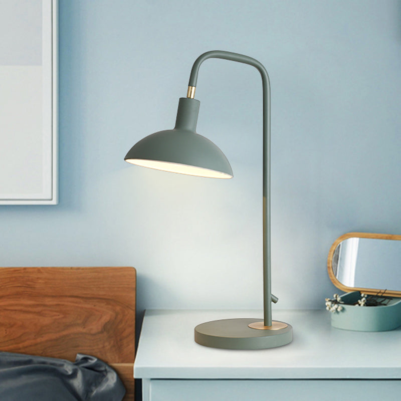 Metallic Dome Shade Nightstand Lamp Nordic 1 Bulb Pink/Yellow/Blue Table Light for Bedside Green Clearhalo 'Lamps' 'Table Lamps' Lighting' 1649856