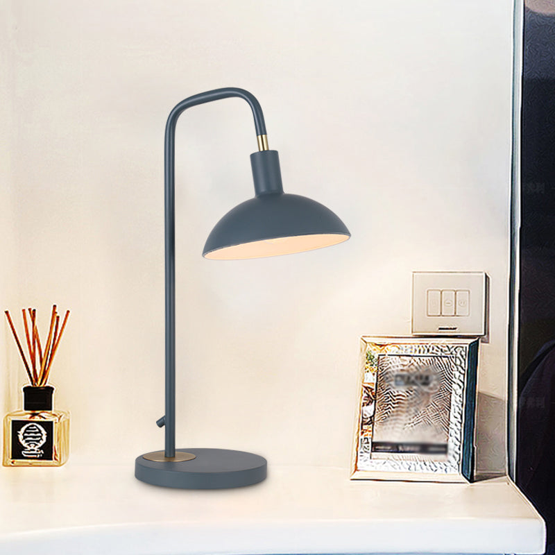 Metallic Dome Shade Nightstand Lamp Nordic 1 Bulb Pink/Yellow/Blue Table Light for Bedside Blue Clearhalo 'Lamps' 'Table Lamps' Lighting' 1649868