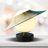 Hat Metallic Table Light Contemporary 1 Head Brass Nightstand Lamp with Milk Glass Shade Clearhalo 'Lamps' 'Table Lamps' Lighting' 1649877