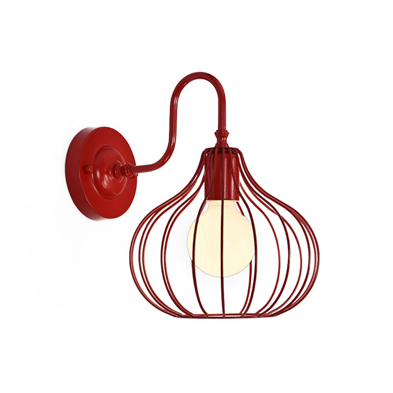 1 Light Onion Wall Sconce Lighting Loft Style Black/White Metallic Mini Wall Lighting with Gooseneck Arm for Bedroom Clearhalo 'Art deco wall lights' 'Cast Iron' 'Glass' 'Industrial wall lights' 'Industrial' 'Middle century wall lights' 'Modern' 'Rustic wall lights' 'Tiffany' 'Traditional wall lights' 'Wall Lamps & Sconces' 'Wall Lights' Lighting' 164996