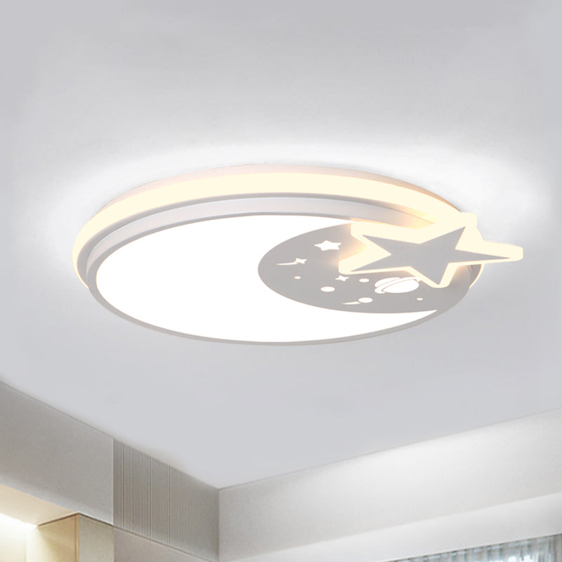 Acrylic Round Flush Mount Light Cartoon LED Flushmount Lighting with Star Decor in White/Pink/Blue Clearhalo 'Ceiling Lights' 'Close To Ceiling Lights' 'Close to ceiling' 'Flush mount' Lighting' 1649963