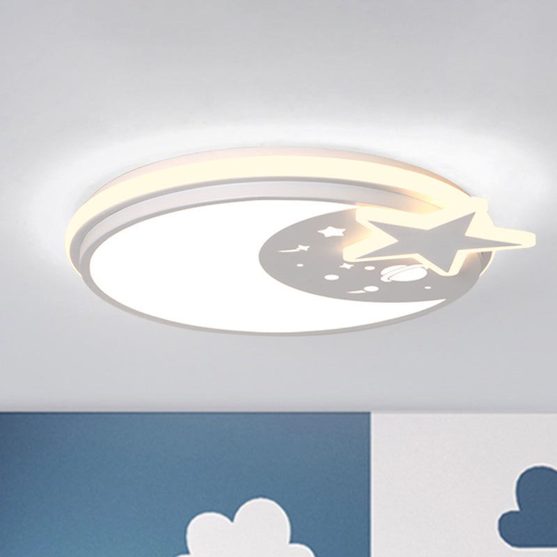 Acrylic Round Flush Mount Light Cartoon LED Flushmount Lighting with Star Decor in White/Pink/Blue Clearhalo 'Ceiling Lights' 'Close To Ceiling Lights' 'Close to ceiling' 'Flush mount' Lighting' 1649964