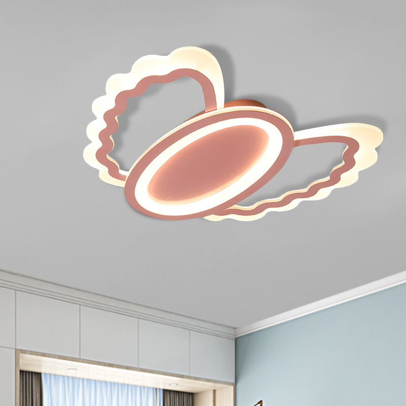 Acrylic Oval and Shell Flush Light Fixture Kids LED Flush Mount Lamp in Pink for Girls Room Clearhalo 'Ceiling Lights' 'Close To Ceiling Lights' 'Close to ceiling' 'Flush mount' Lighting' 1649983
