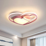 Loving Heart Acrylic Flush Mount Lamp Nordic White/Pink LED Close to Ceiling Light for Bedroom - Pink - Clearhalo - 'Ceiling Lights' - 'Close To Ceiling Lights' - 'Close to ceiling' - 'Flush mount' - Lighting' - 1649995