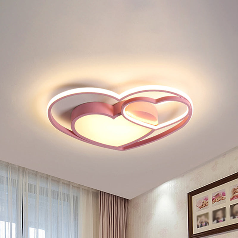 Loving Heart Acrylic Flush Mount Lamp Nordic White/Pink LED Close to Ceiling Light for Bedroom - Clearhalo - 'Ceiling Lights' - 'Close To Ceiling Lights' - 'Close to ceiling' - 'Flush mount' - Lighting' - 1649996
