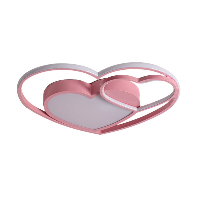 Loving Heart Acrylic Flush Mount Lamp Nordic White/Pink LED Close to Ceiling Light for Bedroom - Clearhalo - 'Ceiling Lights' - 'Close To Ceiling Lights' - 'Close to ceiling' - 'Flush mount' - Lighting' - 1649997