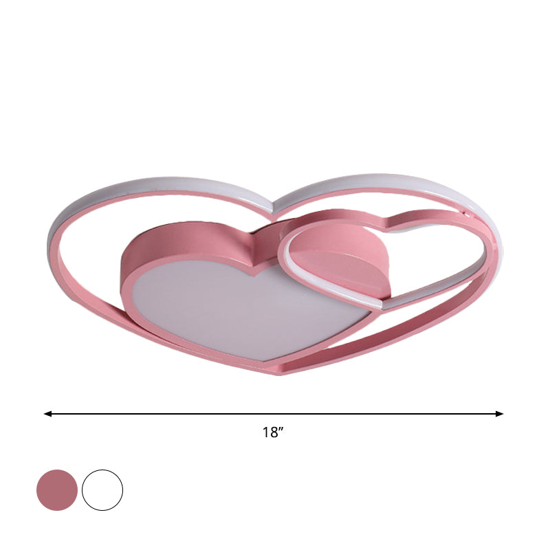 Loving Heart Acrylic Flush Mount Lamp Nordic White/Pink LED Close to Ceiling Light for Bedroom - Clearhalo - 'Ceiling Lights' - 'Close To Ceiling Lights' - 'Close to ceiling' - 'Flush mount' - Lighting' - 1649998