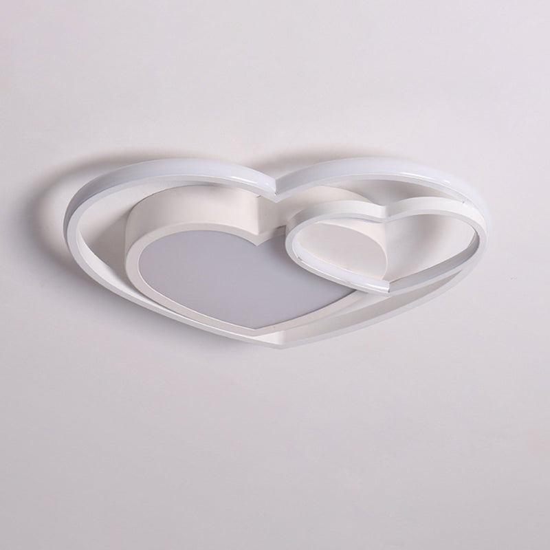 Loving Heart Acrylic Flush Mount Lamp Nordic White/Pink LED Close to Ceiling Light for Bedroom - Clearhalo - 'Ceiling Lights' - 'Close To Ceiling Lights' - 'Close to ceiling' - 'Flush mount' - Lighting' - 1650001