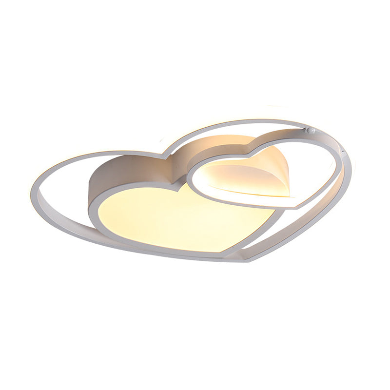Loving Heart Acrylic Flush Mount Lamp Nordic White/Pink LED Close to Ceiling Light for Bedroom - Clearhalo - 'Ceiling Lights' - 'Close To Ceiling Lights' - 'Close to ceiling' - 'Flush mount' - Lighting' - 1650002