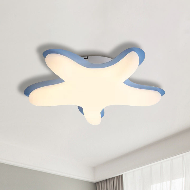 Cartoon Starfish Flush Ceiling Light Acrylic LED Bedroom Flush Mount Fixture in White/Pink/Yellow