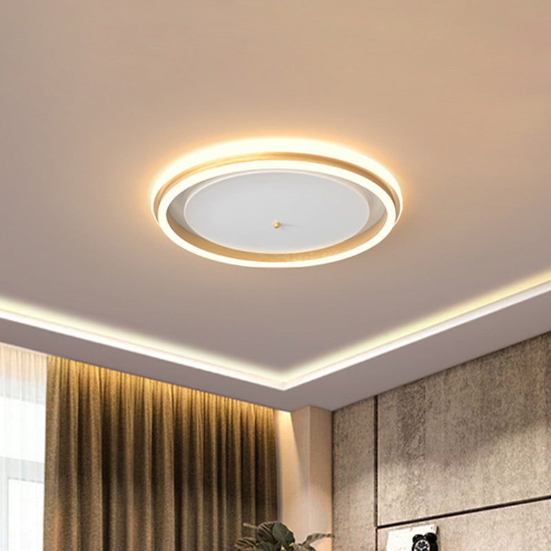 16.5"/20.5" Inch Width Metal Round Flush Ceiling Light Simple Gold/Coffee LED Flush Mount Lamp for Balcony, Warm/White Light Clearhalo 'Ceiling Lights' 'Close To Ceiling Lights' 'Close to ceiling' 'Flush mount' Lighting' 1650089