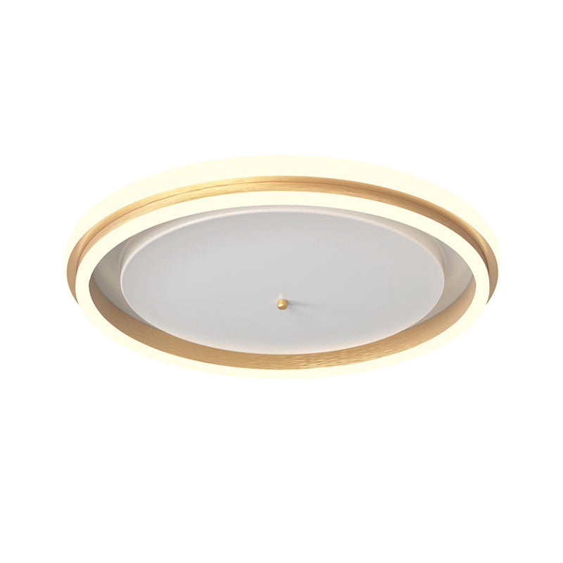 16.5"/20.5" Inch Width Metal Round Flush Ceiling Light Simple Gold/Coffee LED Flush Mount Lamp for Balcony, Warm/White Light Clearhalo 'Ceiling Lights' 'Close To Ceiling Lights' 'Close to ceiling' 'Flush mount' Lighting' 1650090