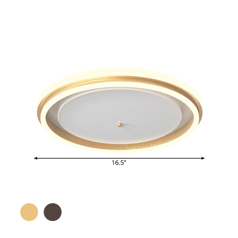 16.5"/20.5" Inch Width Metal Round Flush Ceiling Light Simple Gold/Coffee LED Flush Mount Lamp for Balcony, Warm/White Light Clearhalo 'Ceiling Lights' 'Close To Ceiling Lights' 'Close to ceiling' 'Flush mount' Lighting' 1650091