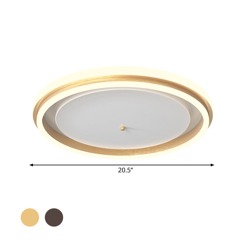16.5"/20.5" Inch Width Metal Round Flush Ceiling Light Simple Gold/Coffee LED Flush Mount Lamp for Balcony, Warm/White Light Clearhalo 'Ceiling Lights' 'Close To Ceiling Lights' 'Close to ceiling' 'Flush mount' Lighting' 1650092