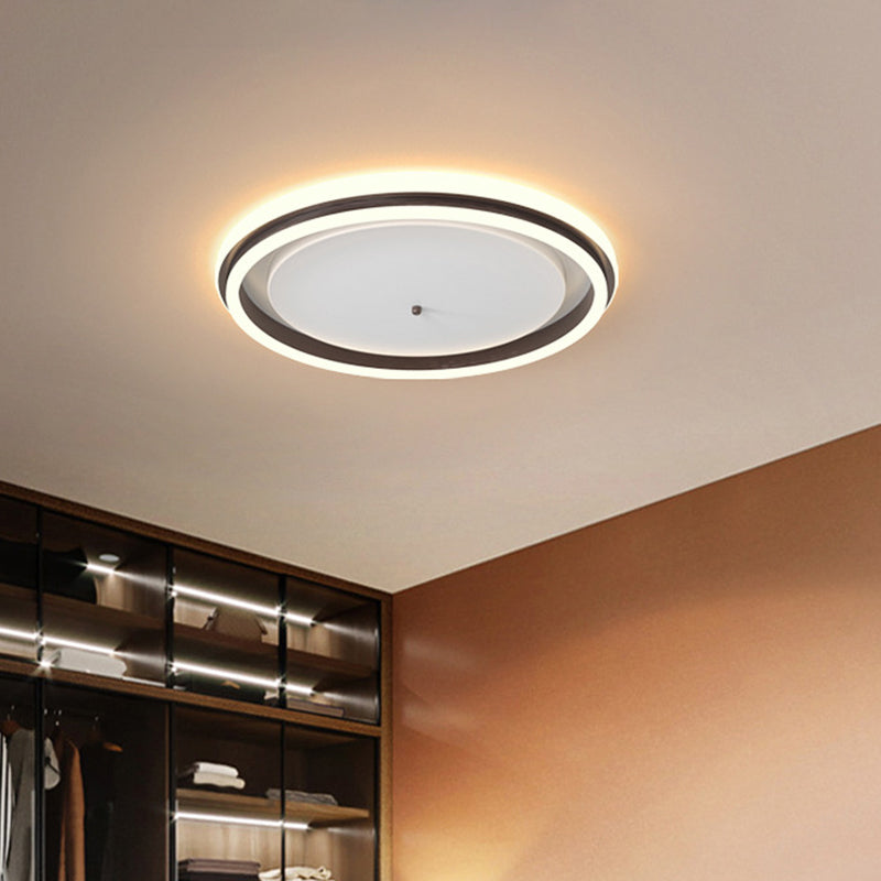 16.5"/20.5" Inch Width Metal Round Flush Ceiling Light Simple Gold/Coffee LED Flush Mount Lamp for Balcony, Warm/White Light Clearhalo 'Ceiling Lights' 'Close To Ceiling Lights' 'Close to ceiling' 'Flush mount' Lighting' 1650094