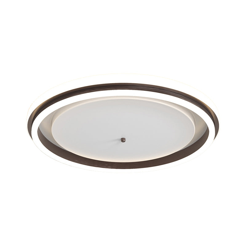 16.5"/20.5" Inch Width Metal Round Flush Ceiling Light Simple Gold/Coffee LED Flush Mount Lamp for Balcony, Warm/White Light Clearhalo 'Ceiling Lights' 'Close To Ceiling Lights' 'Close to ceiling' 'Flush mount' Lighting' 1650096