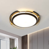 Modern LED Flush Ceiling Light with Acrylic Shade Black Round Flush Mount Lamp for Parlor, 16"/19.5" Wide - Black - Clearhalo - 'Ceiling Lights' - 'Close To Ceiling Lights' - 'Close to ceiling' - 'Flush mount' - Lighting' - 1650097