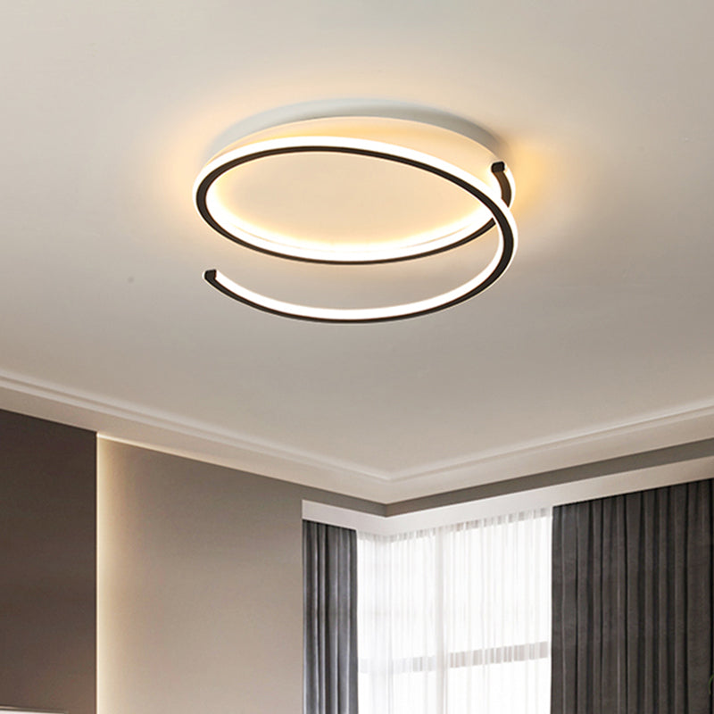 Spiral Ring Metallic Ceiling Mounted Fixture Modern Black/Gold LED Flush Light in Warm/White Light, 16"/19.5" Width Clearhalo 'Ceiling Lights' 'Close To Ceiling Lights' 'Close to ceiling' 'Flush mount' Lighting' 1650103