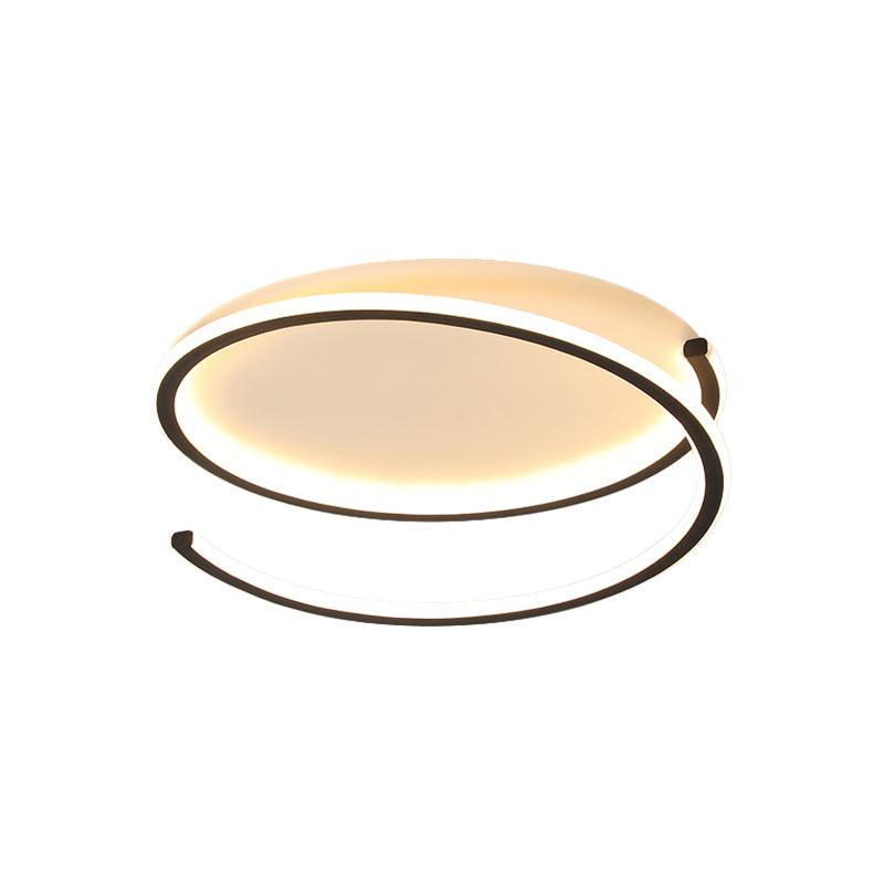 Spiral Ring Metallic Ceiling Mounted Fixture Modern Black/Gold LED Flush Light in Warm/White Light, 16"/19.5" Width Clearhalo 'Ceiling Lights' 'Close To Ceiling Lights' 'Close to ceiling' 'Flush mount' Lighting' 1650104