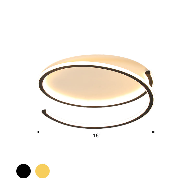 Spiral Ring Metallic Ceiling Mounted Fixture Modern Black/Gold LED Flush Light in Warm/White Light, 16"/19.5" Width Clearhalo 'Ceiling Lights' 'Close To Ceiling Lights' 'Close to ceiling' 'Flush mount' Lighting' 1650105