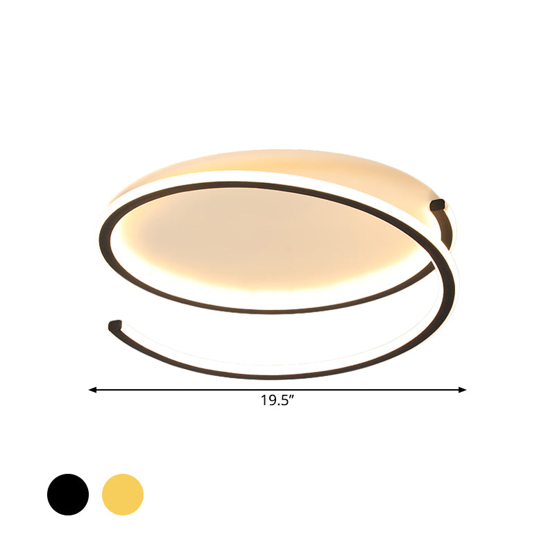 Spiral Ring Metallic Ceiling Mounted Fixture Modern Black/Gold LED Flush Light in Warm/White Light, 16"/19.5" Width Clearhalo 'Ceiling Lights' 'Close To Ceiling Lights' 'Close to ceiling' 'Flush mount' Lighting' 1650106