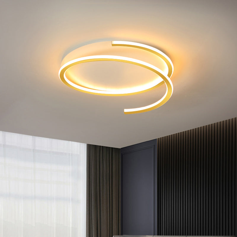 Spiral Ring Metallic Ceiling Mounted Fixture Modern Black/Gold LED Flush Light in Warm/White Light, 16"/19.5" Width Clearhalo 'Ceiling Lights' 'Close To Ceiling Lights' 'Close to ceiling' 'Flush mount' Lighting' 1650108