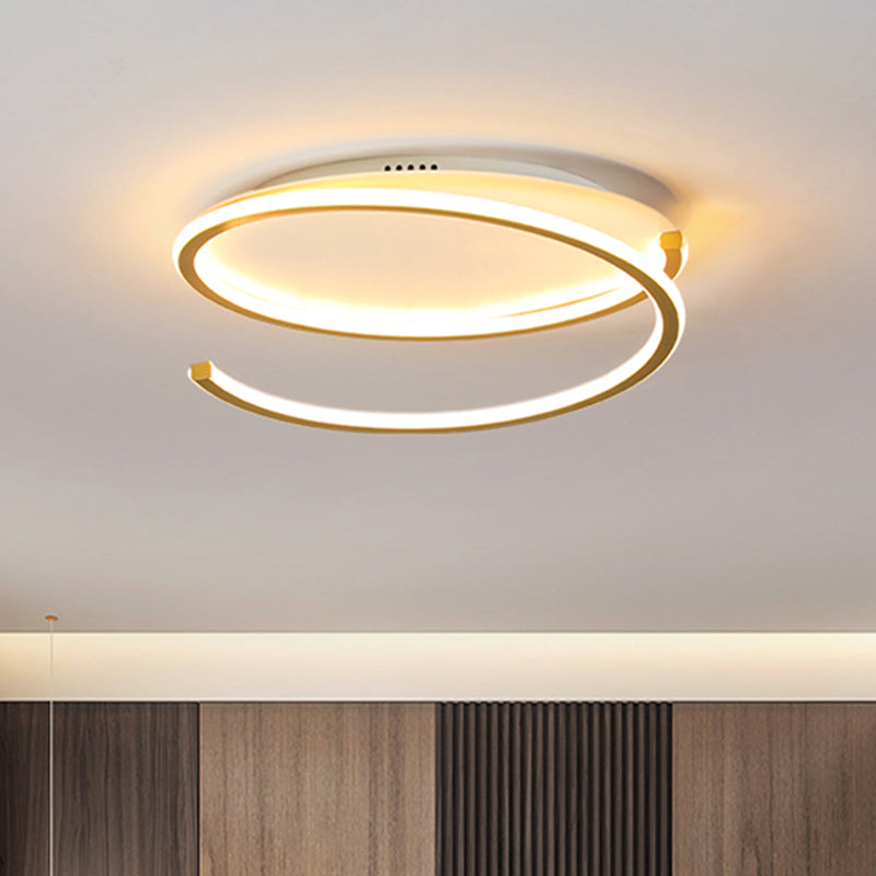 Spiral Ring Metallic Ceiling Mounted Fixture Modern Black/Gold LED Flush Light in Warm/White Light, 16"/19.5" Width Clearhalo 'Ceiling Lights' 'Close To Ceiling Lights' 'Close to ceiling' 'Flush mount' Lighting' 1650109