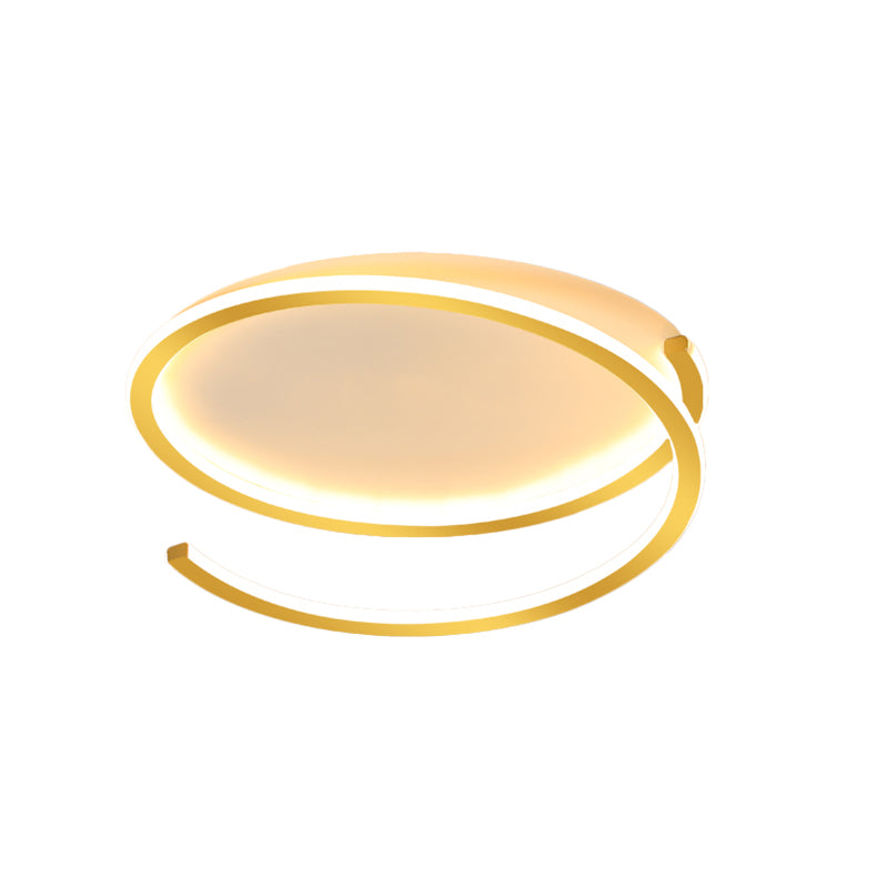 Spiral Ring Metallic Ceiling Mounted Fixture Modern Black/Gold LED Flush Light in Warm/White Light, 16"/19.5" Width Clearhalo 'Ceiling Lights' 'Close To Ceiling Lights' 'Close to ceiling' 'Flush mount' Lighting' 1650110