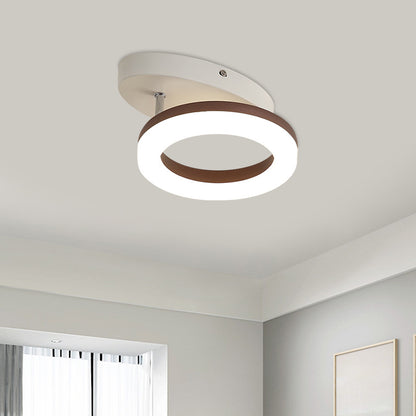 8.5"/11.5" Wide Metal Ring Ceiling Flush Mount Contemporary White LED Semi Flush Light in Warm/White Light White 8.5" Clearhalo 'Ceiling Lights' 'Close To Ceiling Lights' 'Close to ceiling' 'Semi-flushmount' Lighting' 1650135