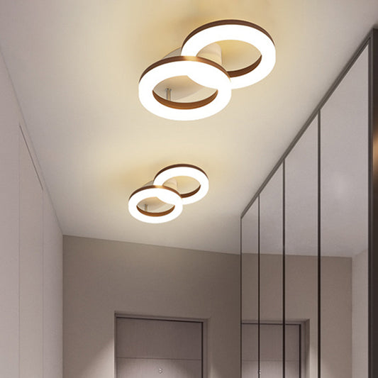 8.5"/11.5" Wide Metal Ring Ceiling Flush Mount Contemporary White LED Semi Flush Light in Warm/White Light Clearhalo 'Ceiling Lights' 'Close To Ceiling Lights' 'Close to ceiling' 'Semi-flushmount' Lighting' 1650141