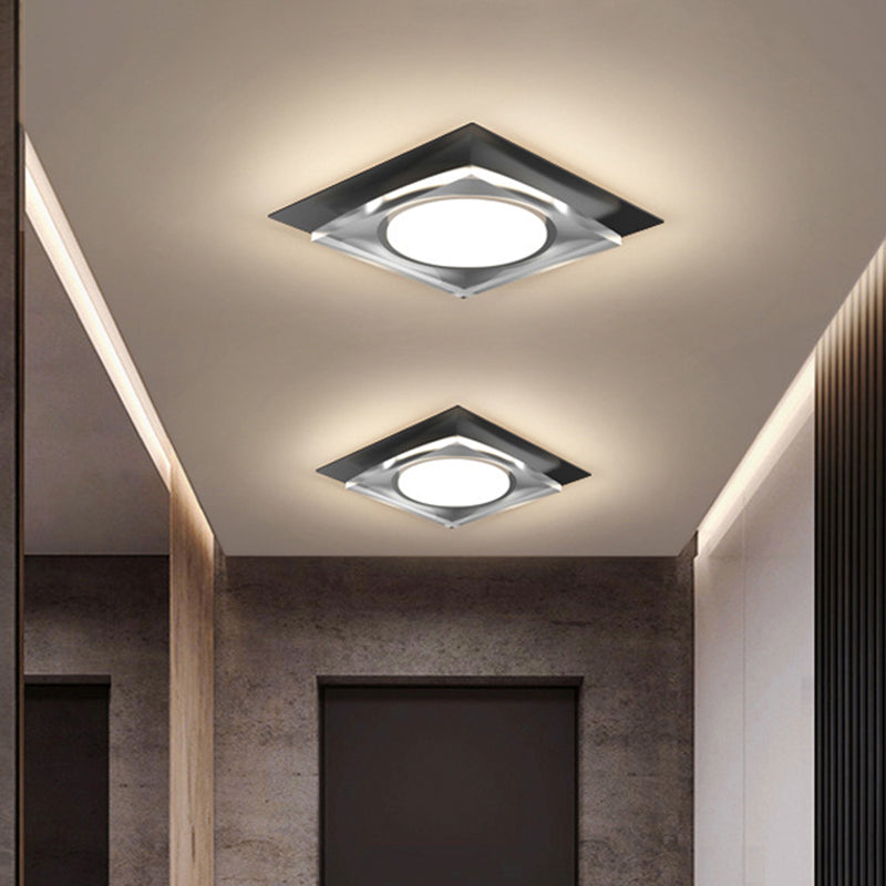 Metallic Geometric Flush Light Fixture Simple Black/Gold LED Ceiling Mounted Light for Hallway, Warm/White Light - Clearhalo - 'Ceiling Lights' - 'Close To Ceiling Lights' - 'Close to ceiling' - 'Flush mount' - Lighting' - 1650145