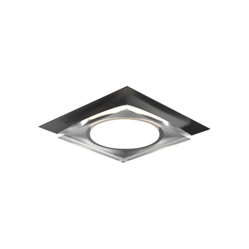 Metallic Geometric Flush Light Fixture Simple Black/Gold LED Ceiling Mounted Light for Hallway, Warm/White Light - Clearhalo - 'Ceiling Lights' - 'Close To Ceiling Lights' - 'Close to ceiling' - 'Flush mount' - Lighting' - 1650146