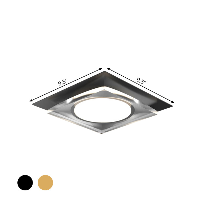 Metallic Geometric Flush Light Fixture Simple Black/Gold LED Ceiling Mounted Light for Hallway, Warm/White Light - Clearhalo - 'Ceiling Lights' - 'Close To Ceiling Lights' - 'Close to ceiling' - 'Flush mount' - Lighting' - 1650147