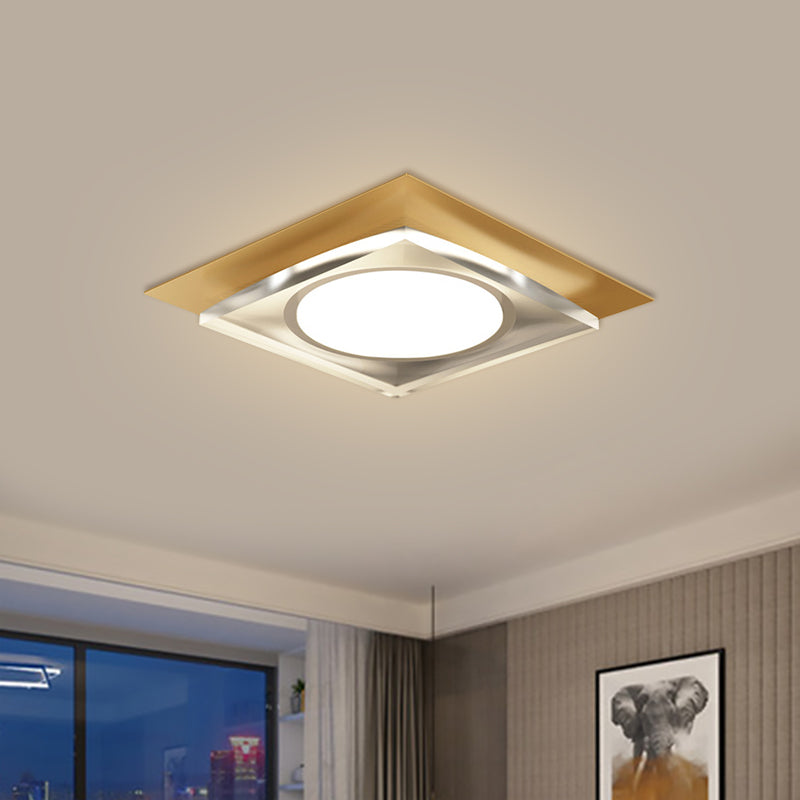 Metallic Geometric Flush Light Fixture Simple Black/Gold LED Ceiling Mounted Light for Hallway, Warm/White Light - Gold - Clearhalo - 'Ceiling Lights' - 'Close To Ceiling Lights' - 'Close to ceiling' - 'Flush mount' - Lighting' - 1650148