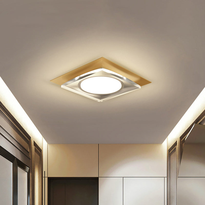 Metallic Geometric Flush Light Fixture Simple Black/Gold LED Ceiling Mounted Light for Hallway, Warm/White Light - Clearhalo - 'Ceiling Lights' - 'Close To Ceiling Lights' - 'Close to ceiling' - 'Flush mount' - Lighting' - 1650149