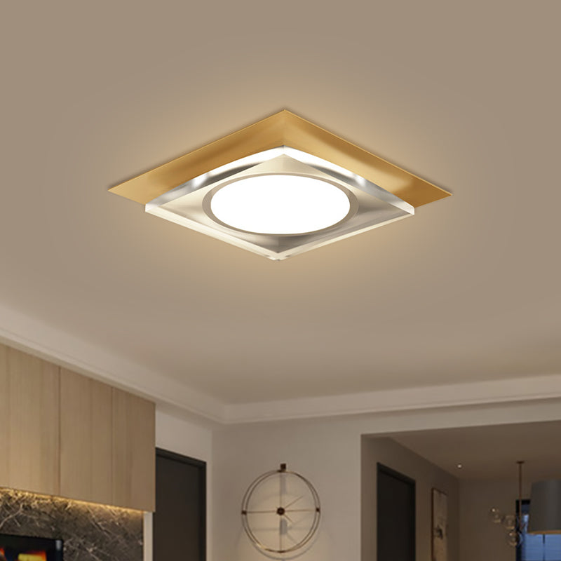 Metallic Geometric Flush Light Fixture Simple Black/Gold LED Ceiling Mounted Light for Hallway, Warm/White Light - Clearhalo - 'Ceiling Lights' - 'Close To Ceiling Lights' - 'Close to ceiling' - 'Flush mount' - Lighting' - 1650150