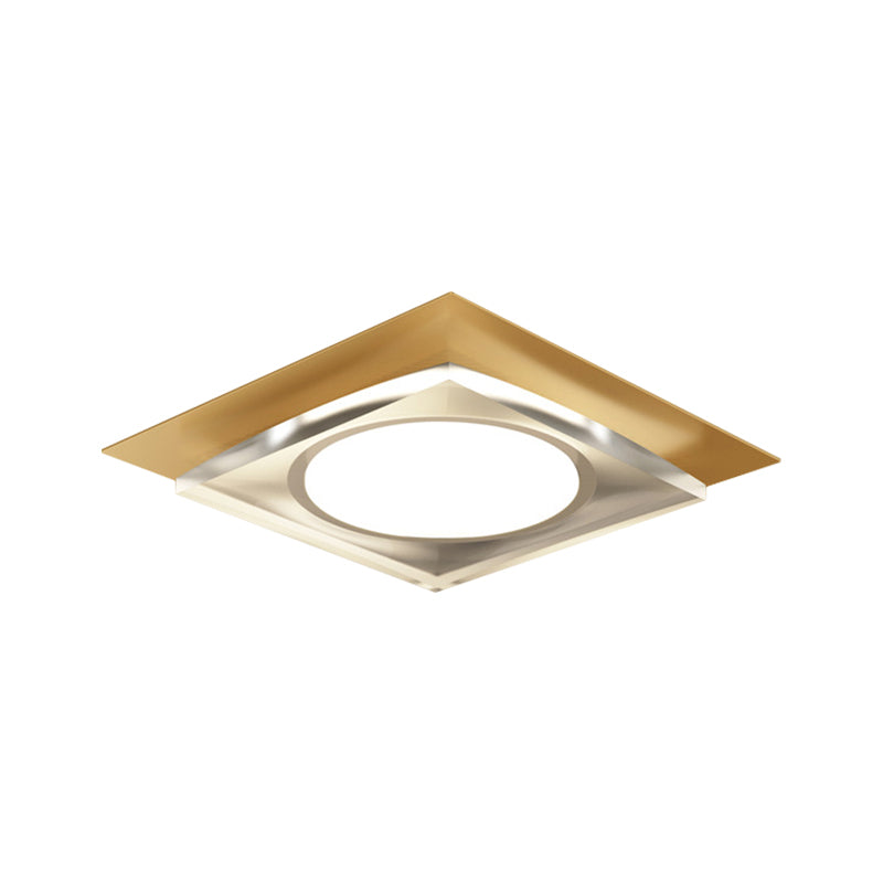 Metallic Geometric Flush Light Fixture Simple Black/Gold LED Ceiling Mounted Light for Hallway, Warm/White Light - Clearhalo - 'Ceiling Lights' - 'Close To Ceiling Lights' - 'Close to ceiling' - 'Flush mount' - Lighting' - 1650151